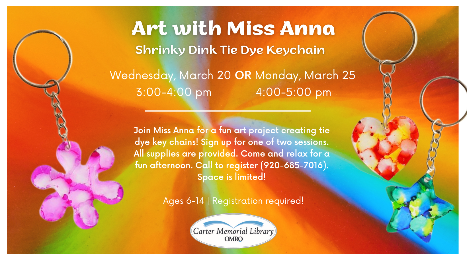 Art With Miss Anna Shrinky Dink Tie Dye Keychain