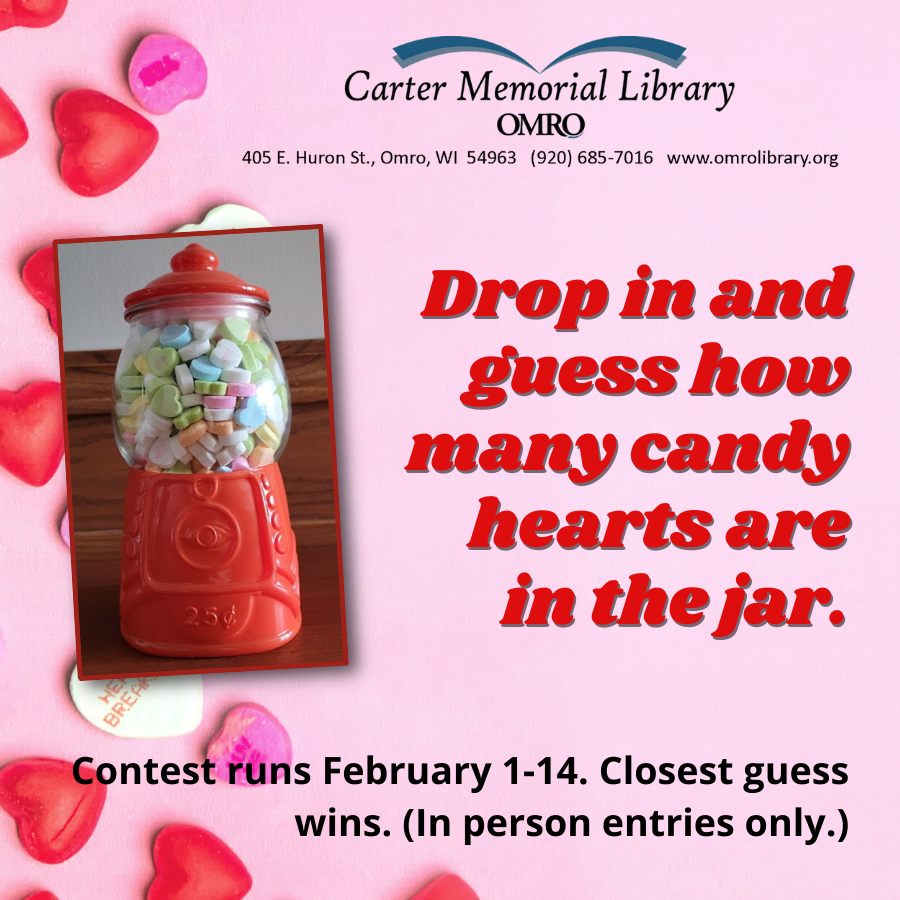 Guess how many candy hearts are in the jar?
